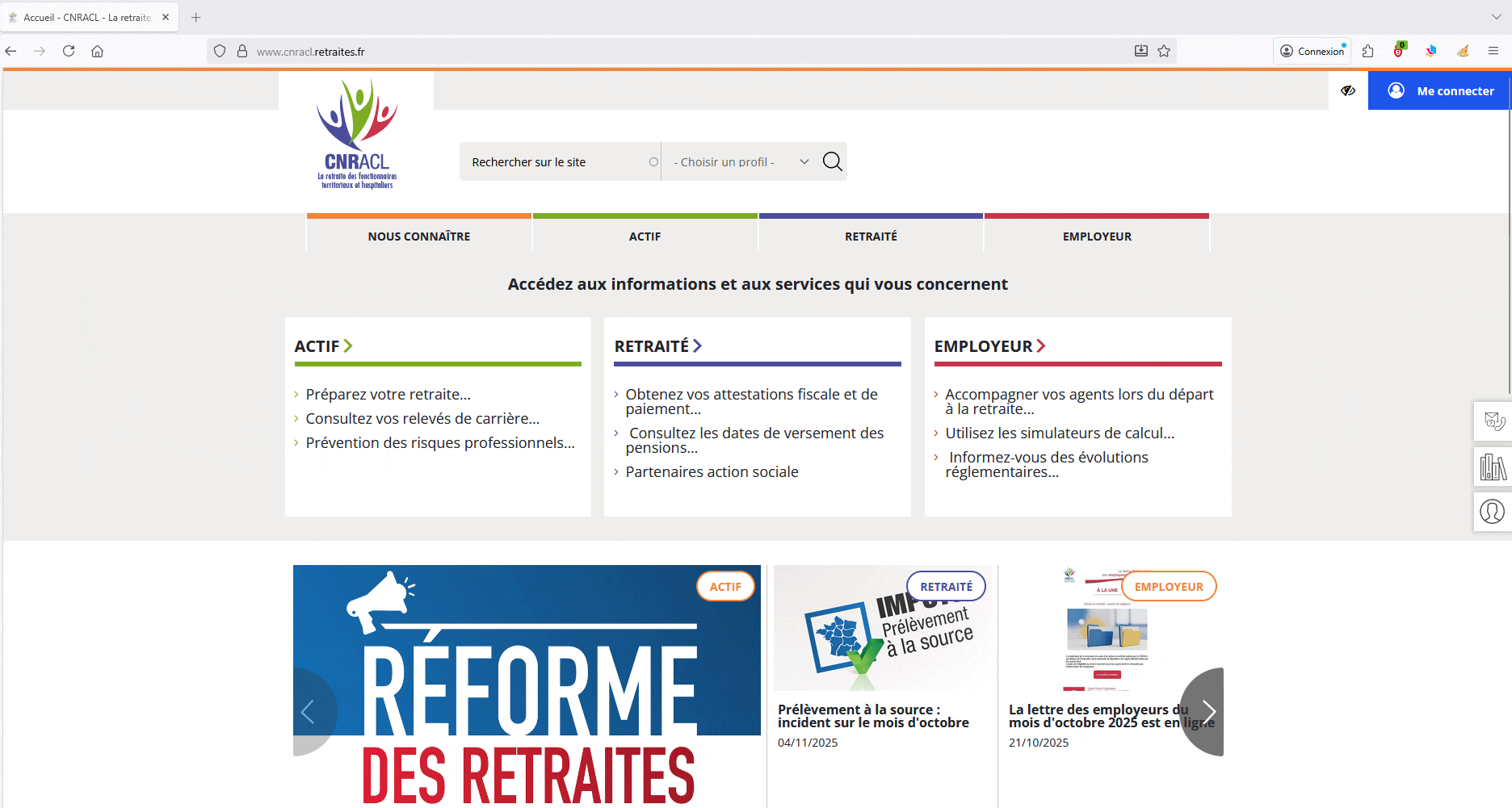 Indisponibilité du site internet de la CNRACL du 13 au 16 novembre 2025